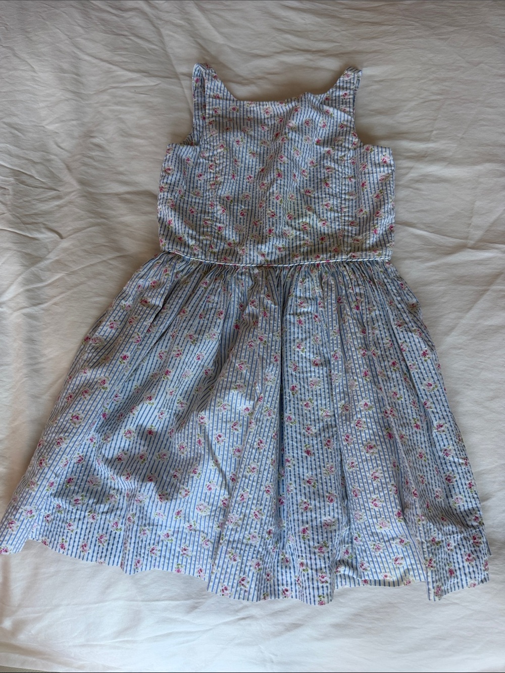 Polo by Ralph Lauren Blue & White Striped Floral Sundress